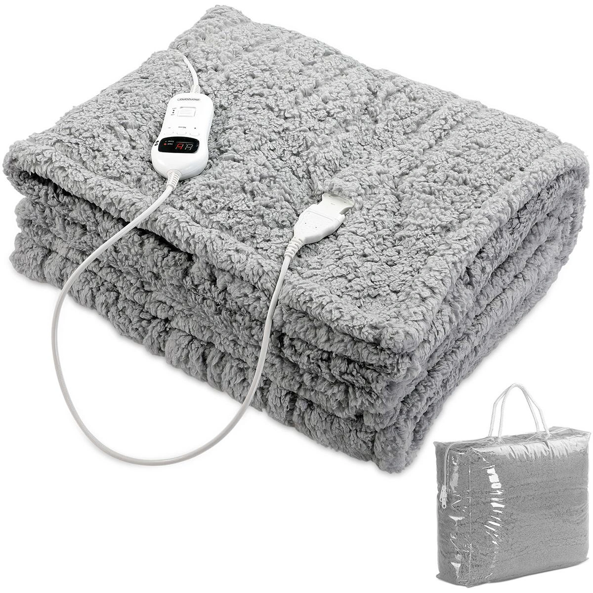 Heizdecke Fleece Grau 170x140cm - 1