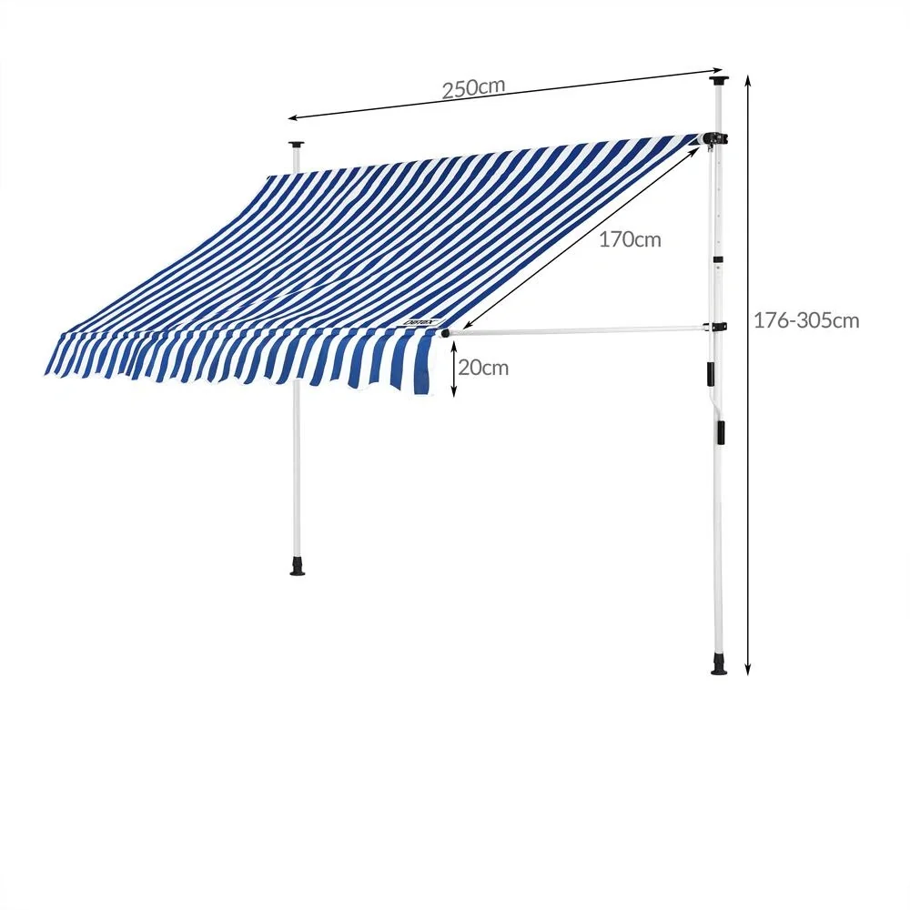 Klemmmarkise blau/weiß 250cm - 5