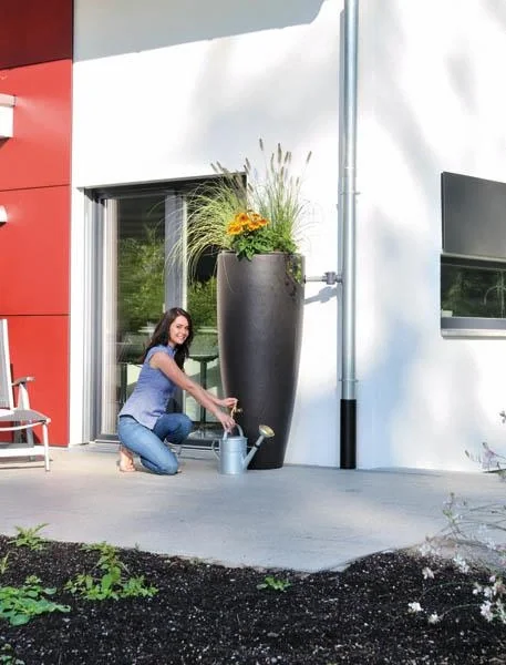 2 in 1 Regentonne, Wasserbehälter, 300 Liter, Mocca - 4