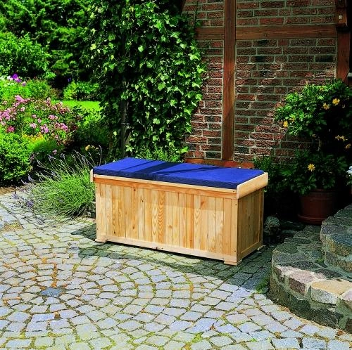 Sitzbank / Kissentruhe mit Sitzauflage, blau - 2