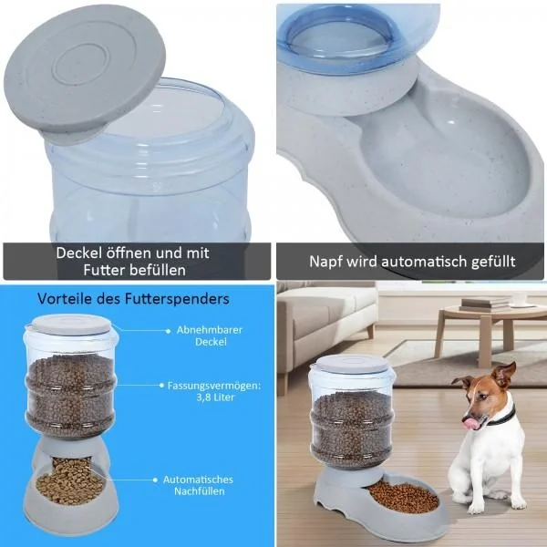 Futterautomat Hundefutter Katzenfutter 3,8 Liter Kunststoff - 12