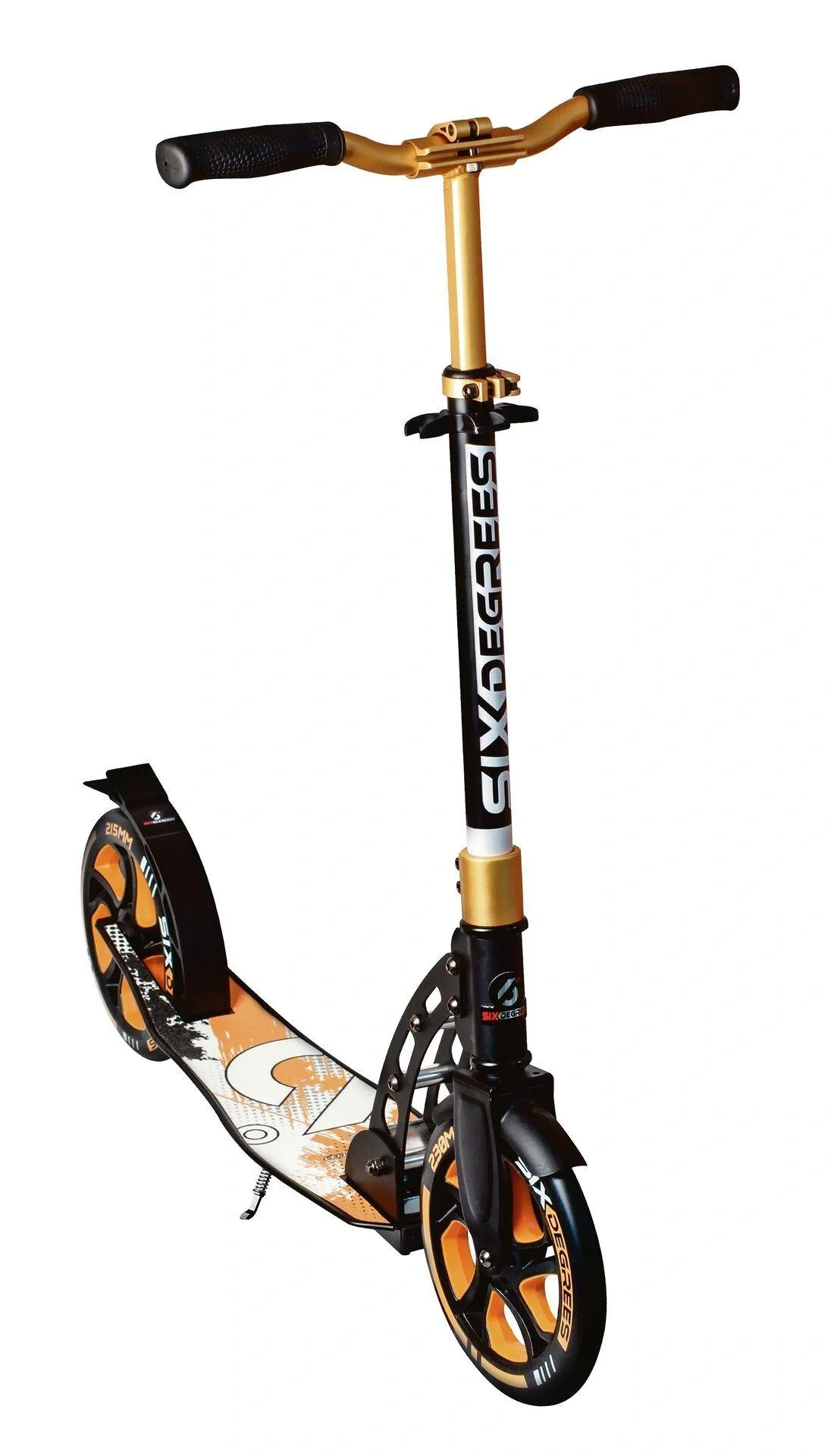 Aluminium Scooter mit Klappmechanismus und Ständer, 230/215 mm, ABEC 7, höhenverstellbar, gold - 4