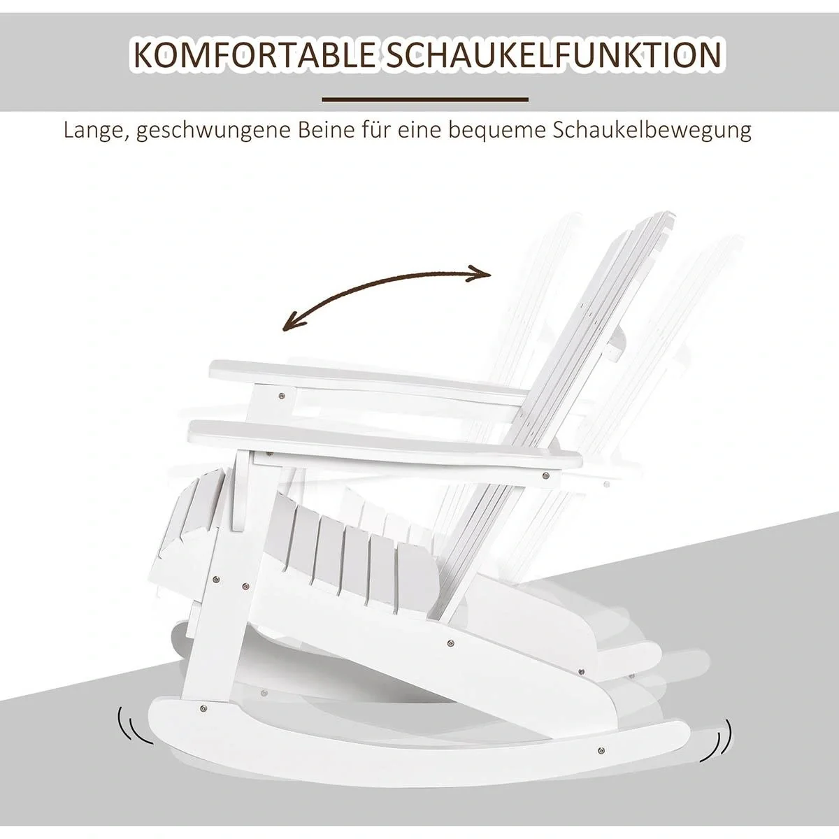 Adirondack Gartenstuhl Schaukelstuhl Schaukelsessel Gartensessel Gartenmöbel Balkonstuhl Weiß 77 x 94 x 97 cm - 4