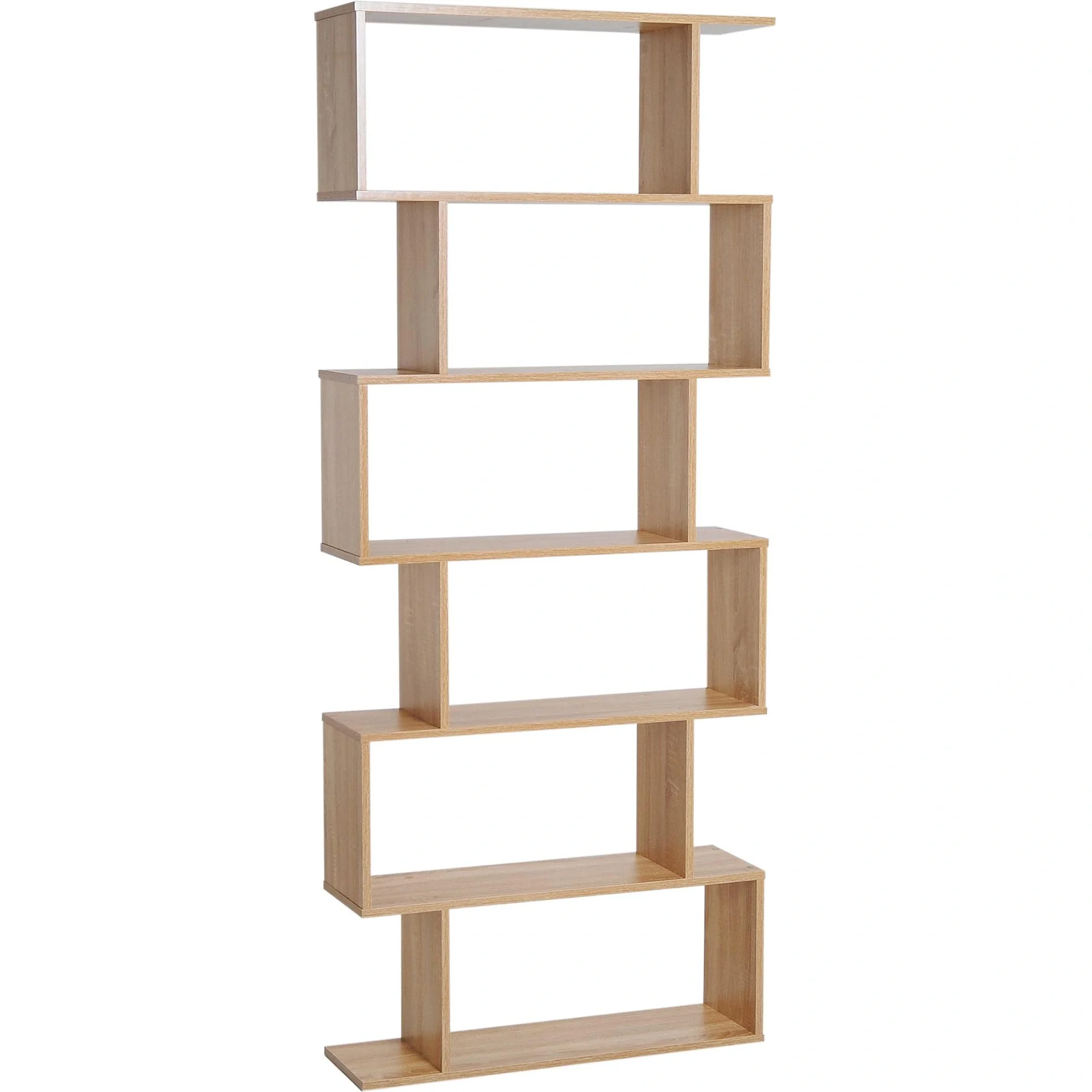 Bücherregal Wandregal Raumteiler mit 6 Fächern Eiche - 1