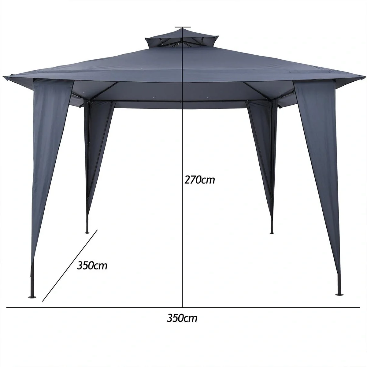 Pavillon Sairee anthrazit 3,5 x 3,5m - 5