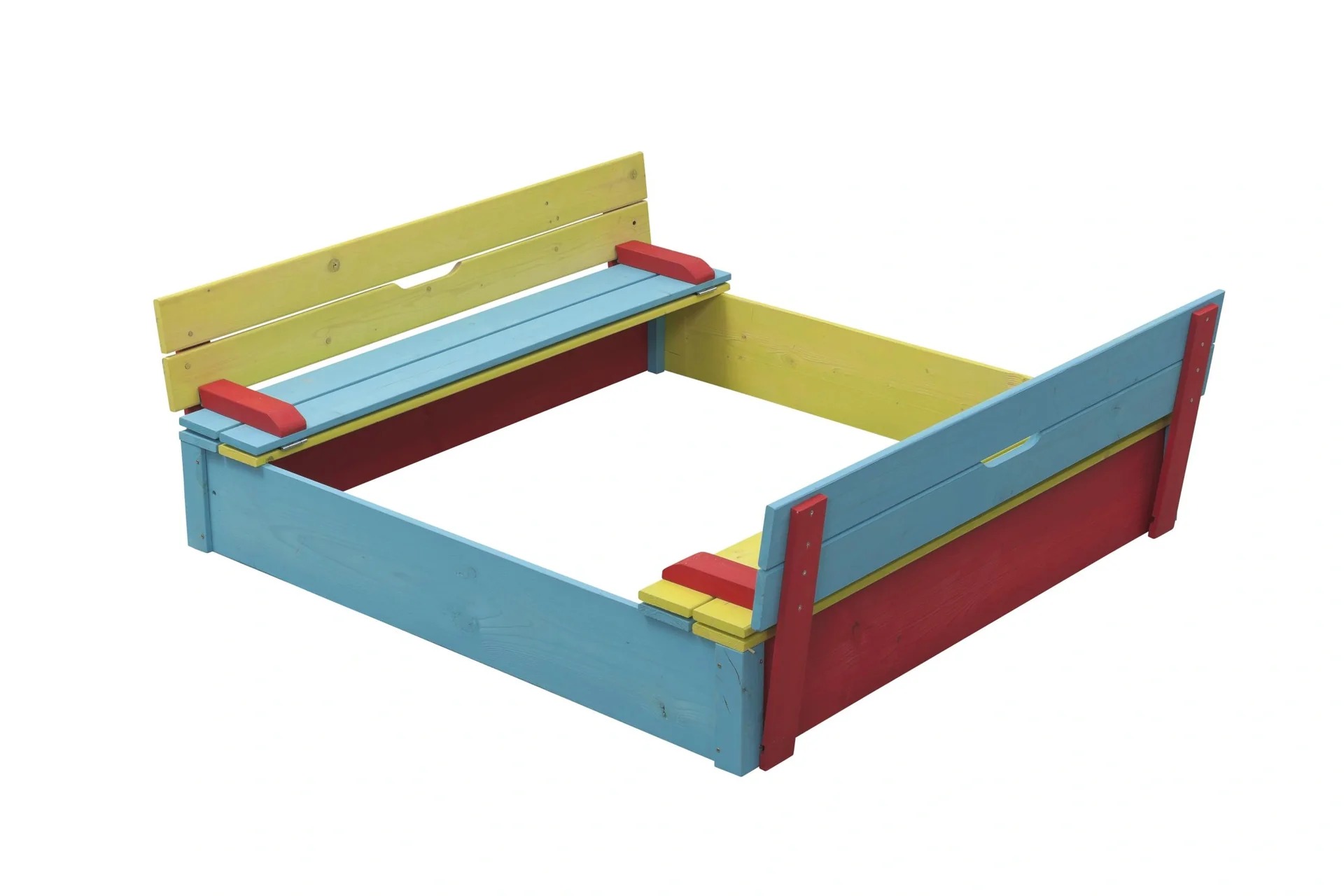 Sandkasten Sepp aus Holz, farbig lasiert mit Klappdeckel 1200 mm x 1200 mm - 4