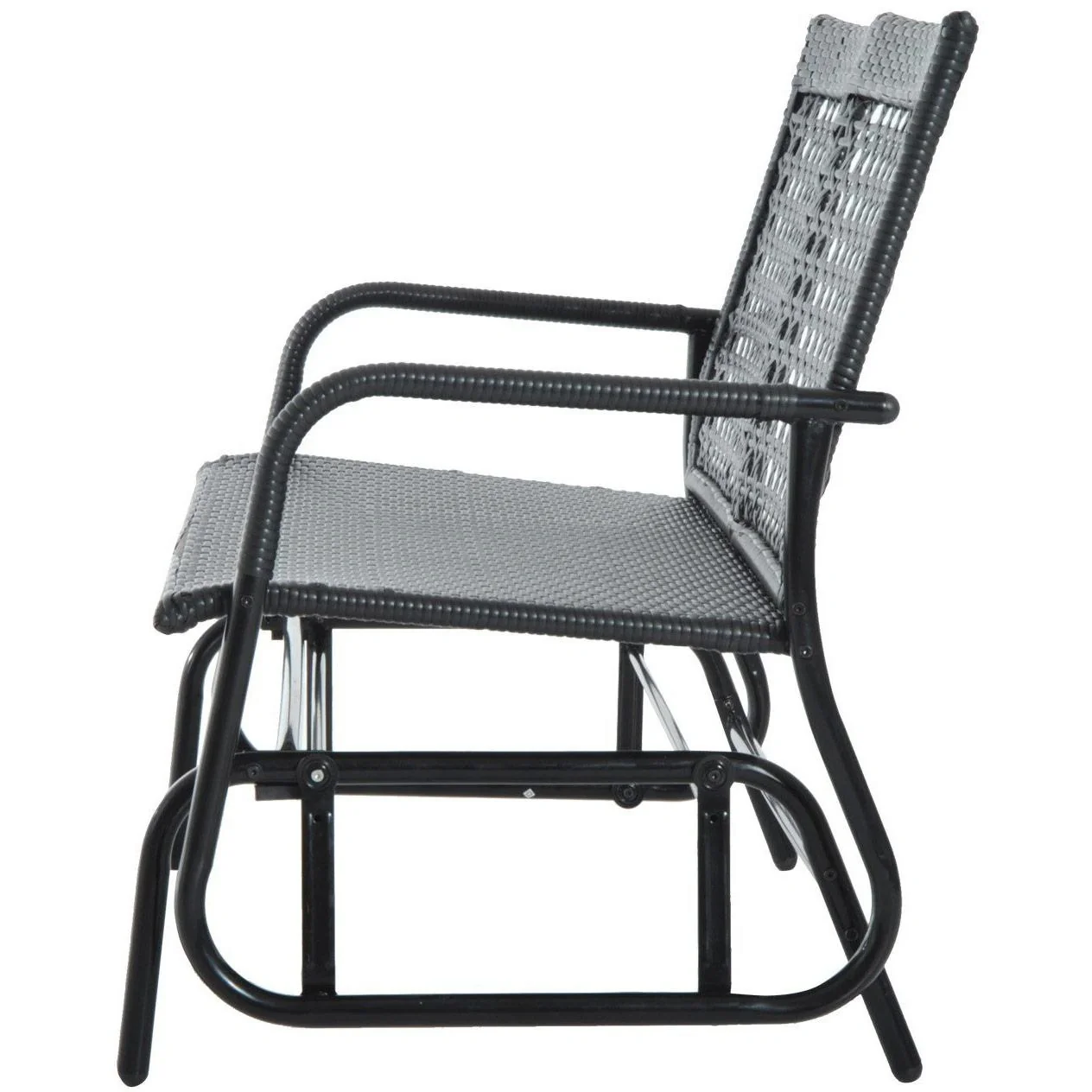 Schaukelbank Gartenschaukel Polyrattan 2-Sitzer schwarz - 8