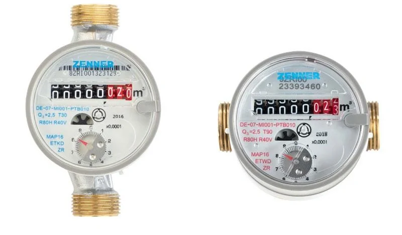 Einstrahl Wohnung Wasserzähler für Warmwasser QN 2,5/ R 3/4"/ 130 mm - 3