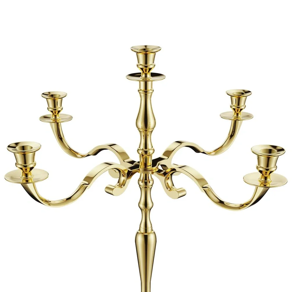 Kerzenleuchter gold glänzend aus Aluminium 60cm 5-armig - 10