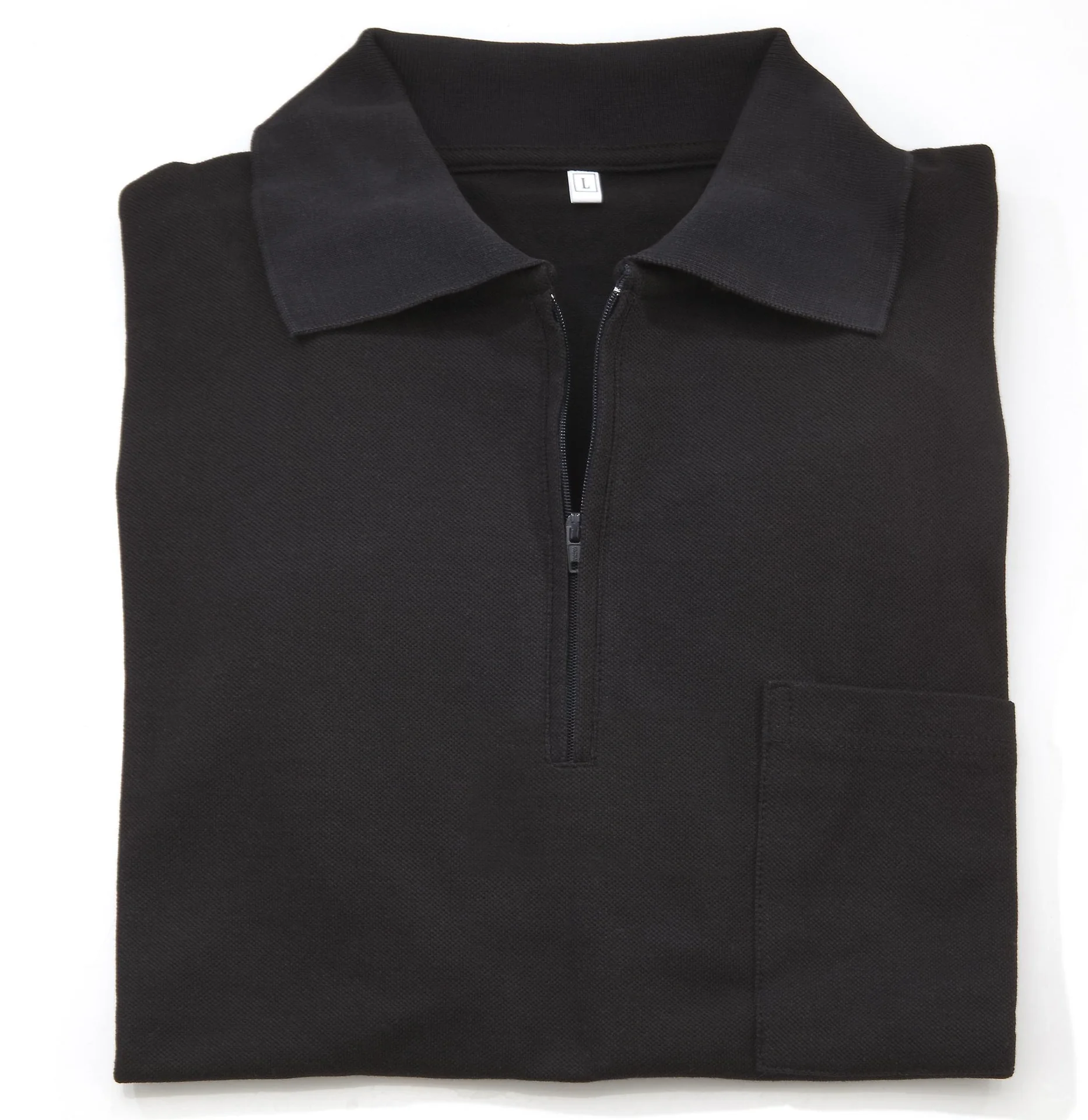 Herren Poloshirt mit Reißverschluss, Farbe schwarz, Gr. M - 2