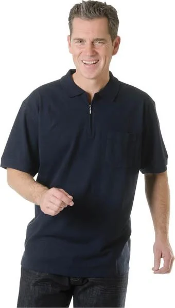 Herren Poloshirt mit Reißverschluss, Farbe rot, Gr. M - 3