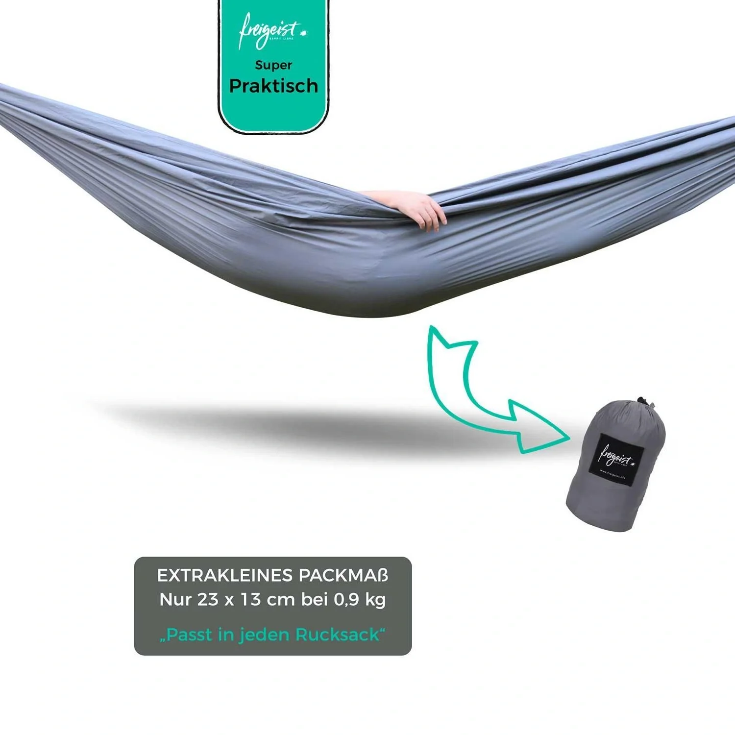 XXL Hängematte 300 x 200 cm, grau - 5