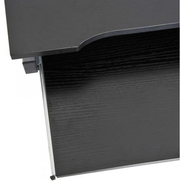 Schreibtisch Computertisch Bürotisch Rollbar mit Tastaturauszug Spanplatte, Stahl Schwarz - 7