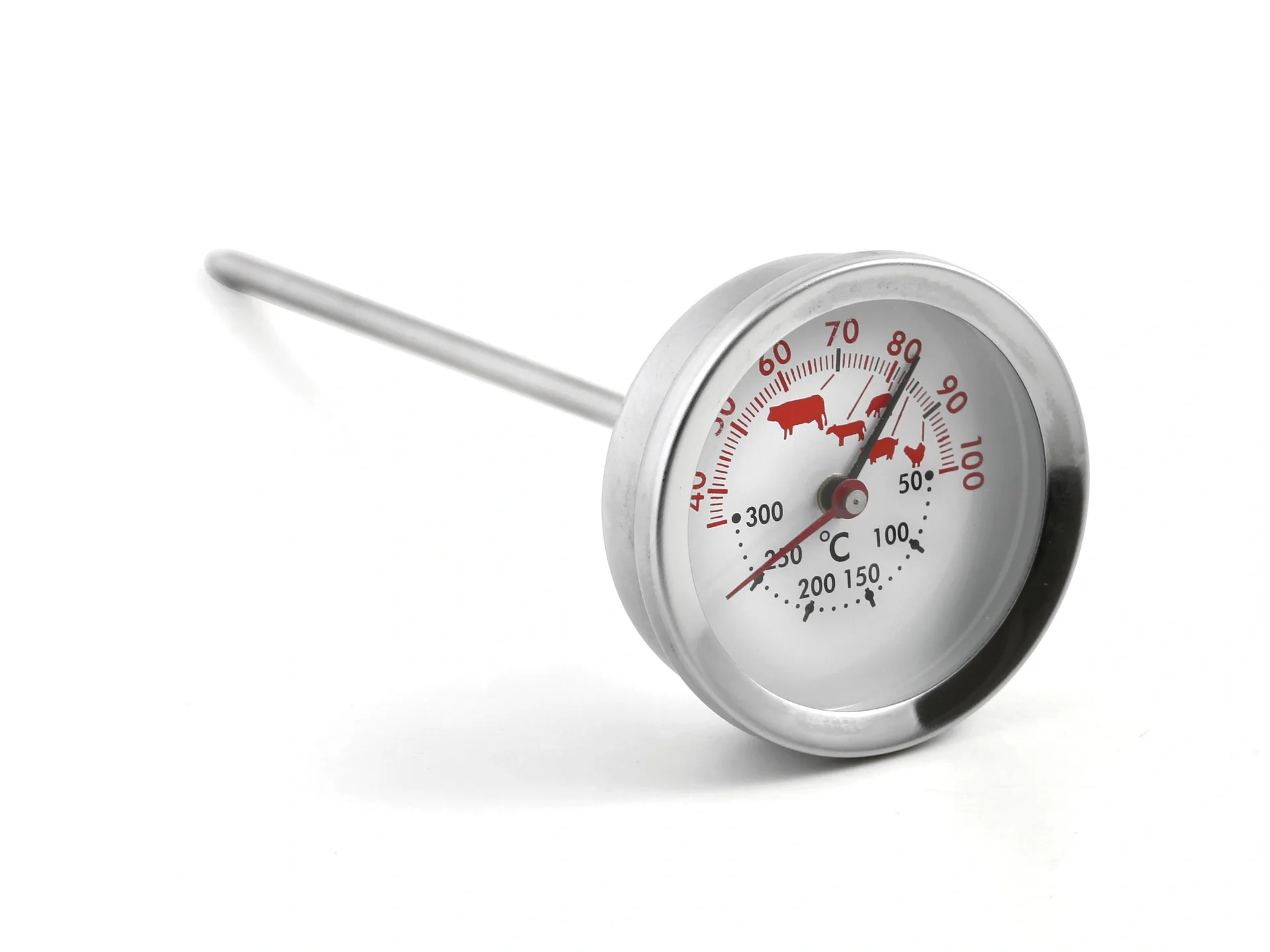 Edelstahl Fleisch- und Ofen-Thermometer, Doppelanzeige von 40-100°C und 50-300°C - 1