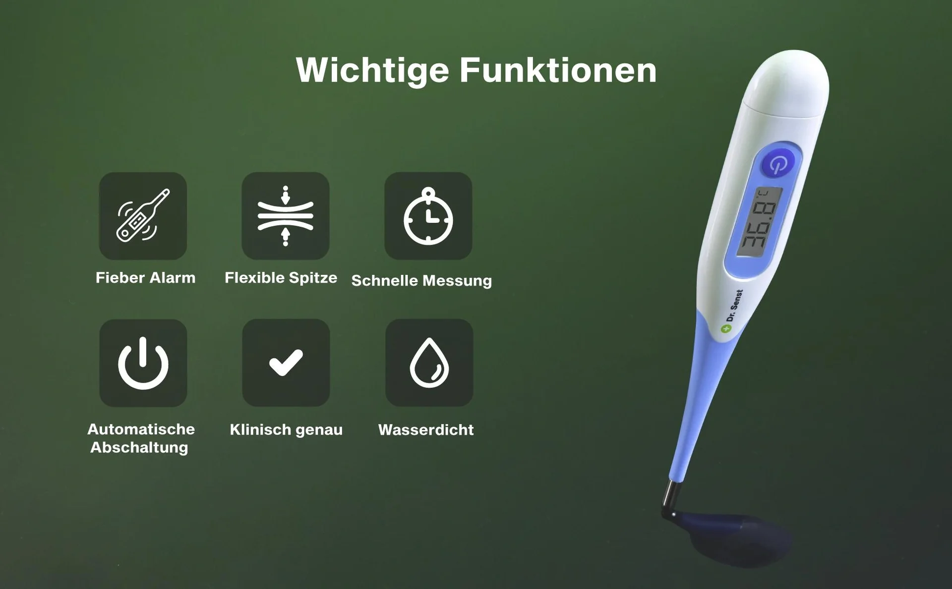 Digitales Fieberthermometer mit flexibler Spitze und Fieber-Alarm - 8