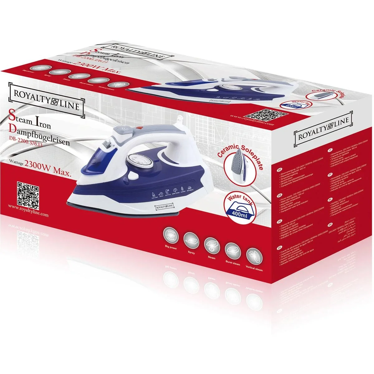 Dampfbügeleisen - Keramiksohle - 2300W - Blau - 2