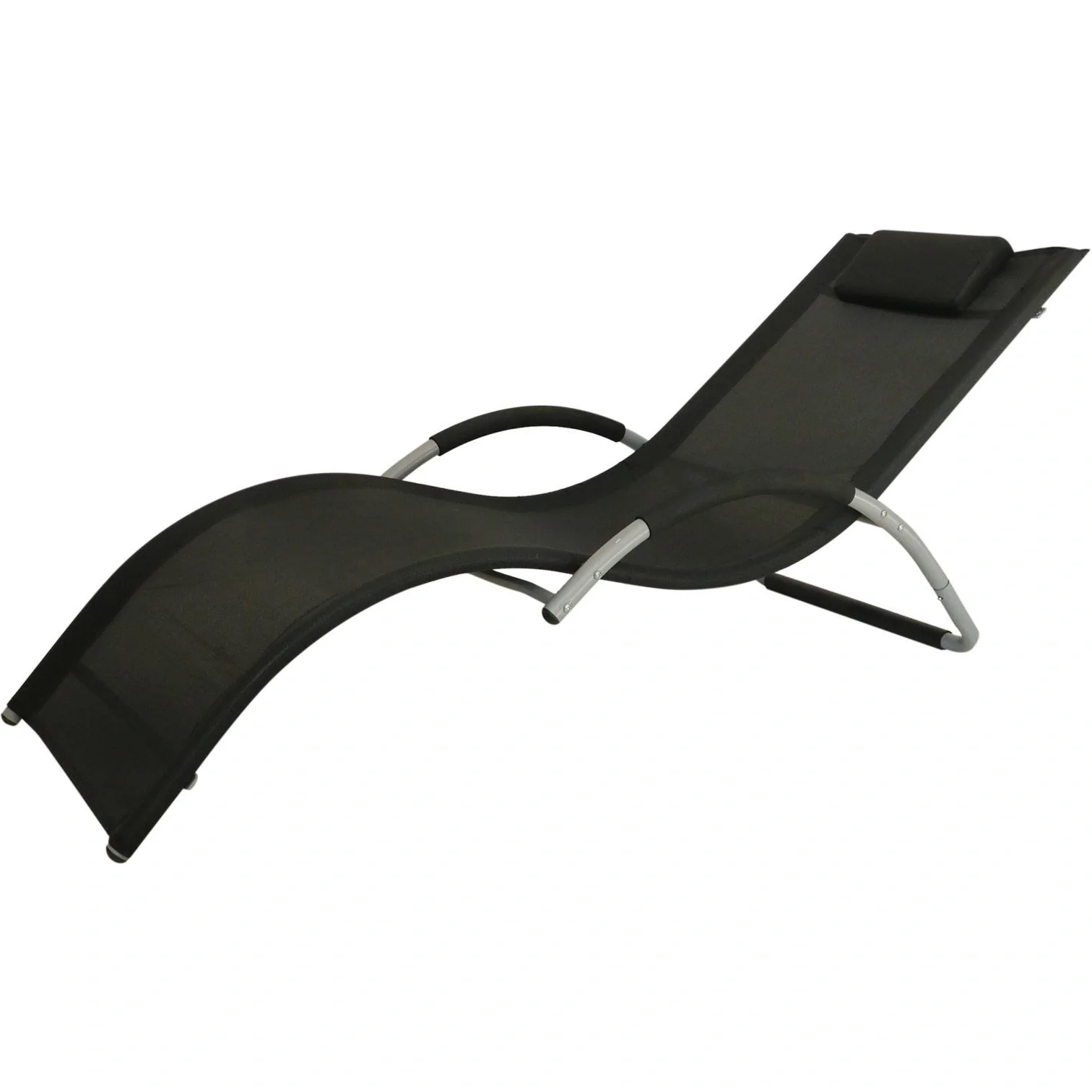 Gartenliege Sonnenliege mit Kissen Relaxliege ergonomisch wetterbeständig Aluminium Schwarz 168 x 63 x 68 cm - 7