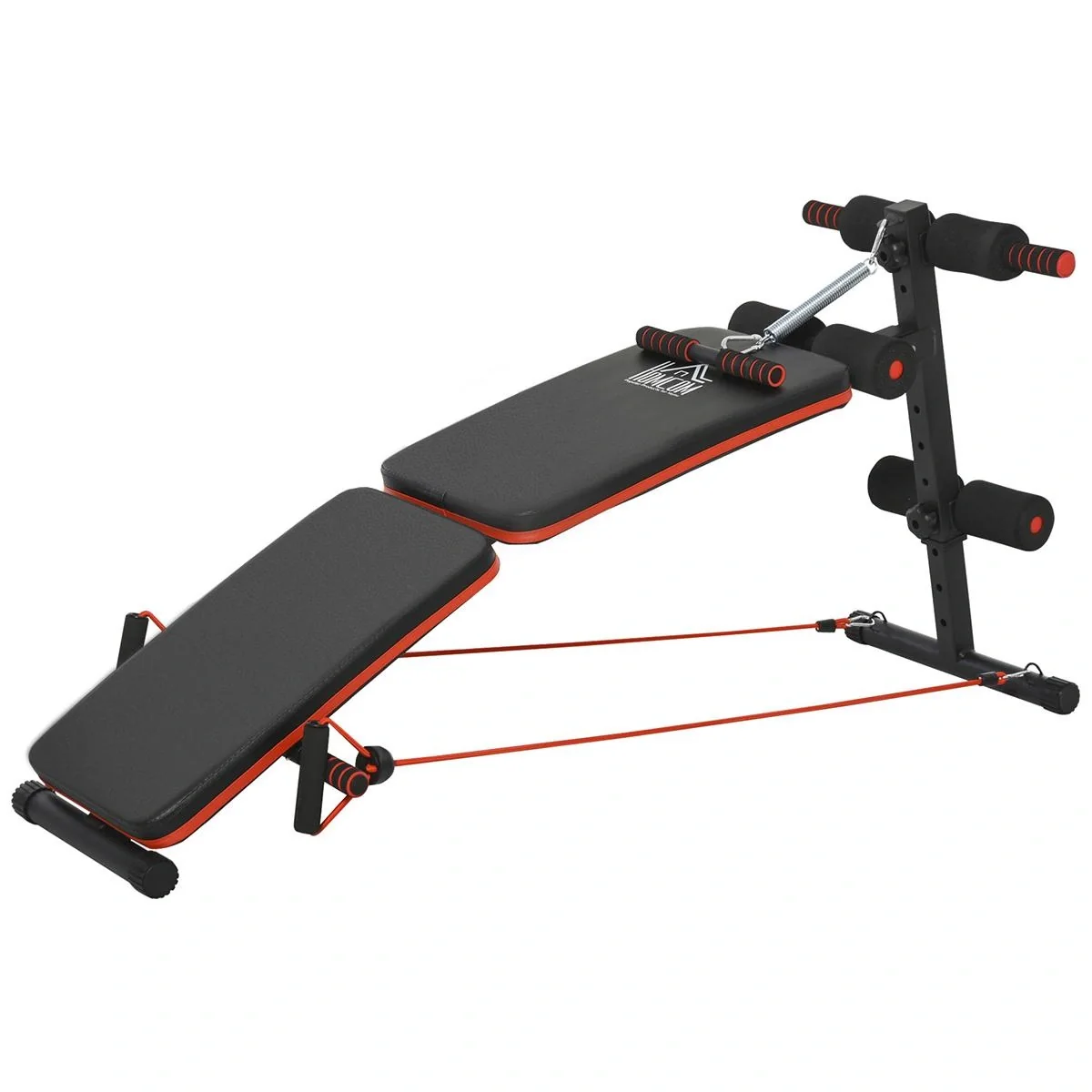 Sit Up Bank Bauchtrainer mit Trainingsseile Trainingsbank Multifunktion Verstellbar&klappbar 110 kg Belastbarkeit Stahl - 3