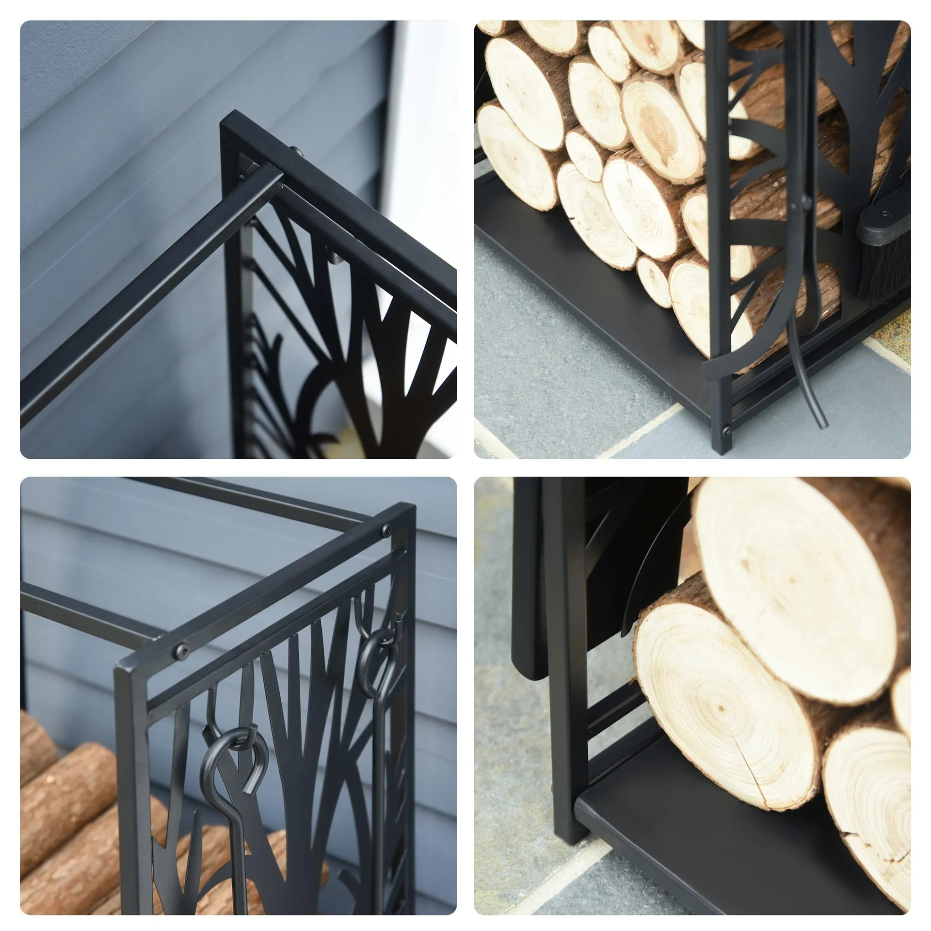 Brennholzstandard mit Brennholzzubehör erhöht Stahl - 1