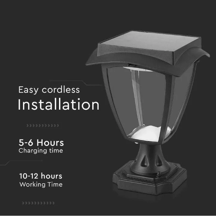 VT-983 Sevilla Solar Sockel Solar LED Lampe - 2 Lichtfarben - 8