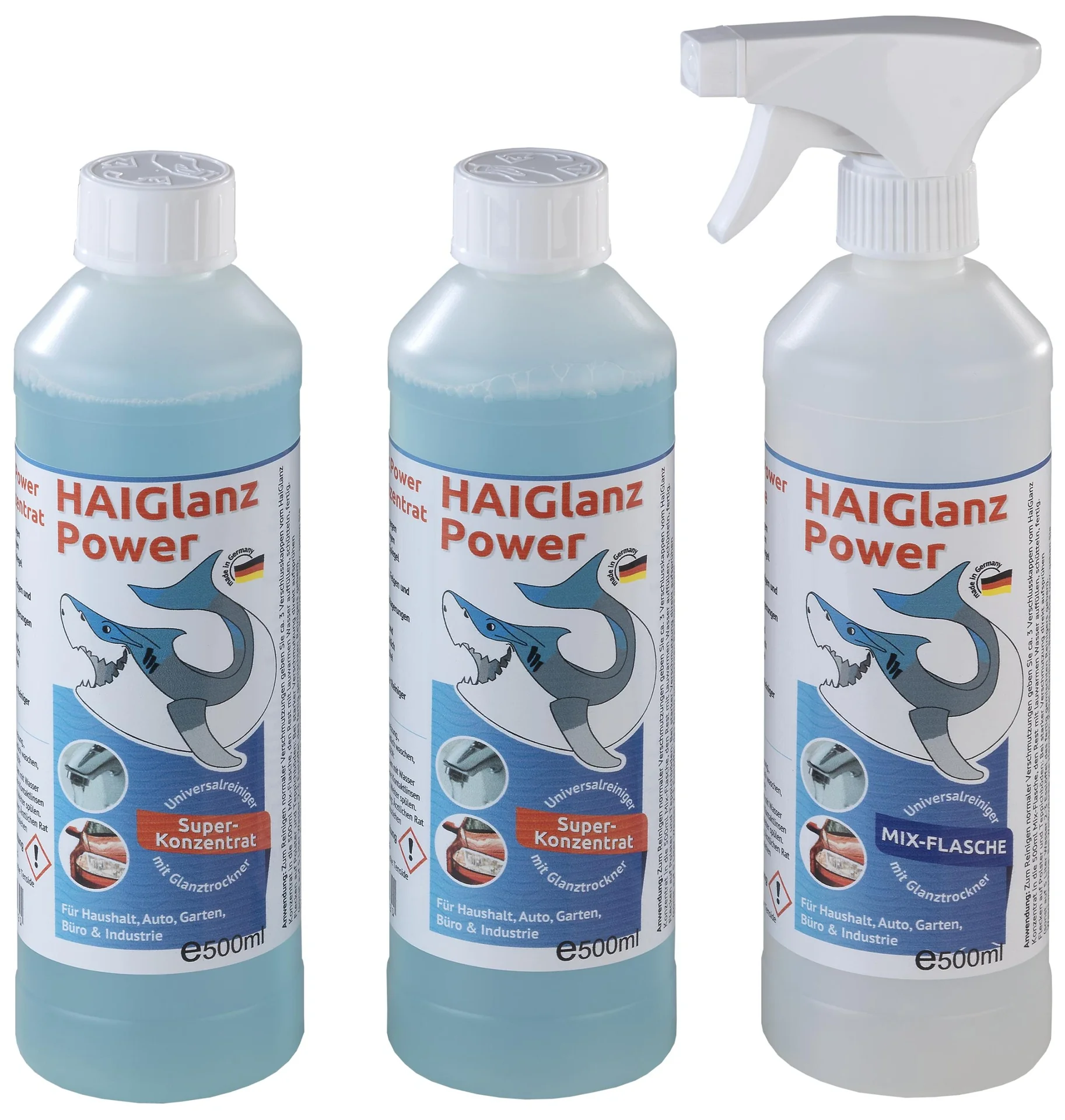 Reinigungs-Konzentrat „Glanz Power“, 3-teiliges Set, 2 x 500 ml und Mix-Flasche - 1