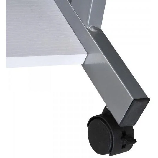 Schreibtisch Computertisch Bürotisch Rollbar mit Tastaturauszug Spanplatte, Stahl Weiß - 5