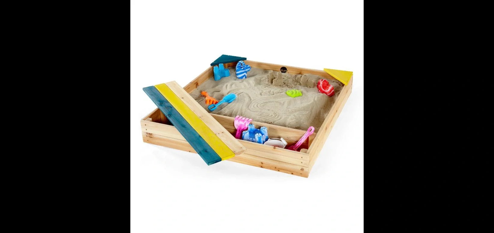 Sandkasten aus Holz mit Aufbewahrungsbox, Outdoor-Sandkasten für Kinder aus Holz, Sitzbank, Sitzecke, bunt - 7