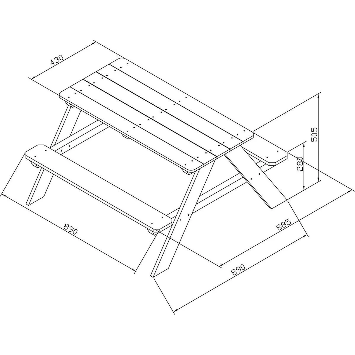 Dave Picknick-Tisch | Braun | FSC Holz | 89x89x50cm - 4
