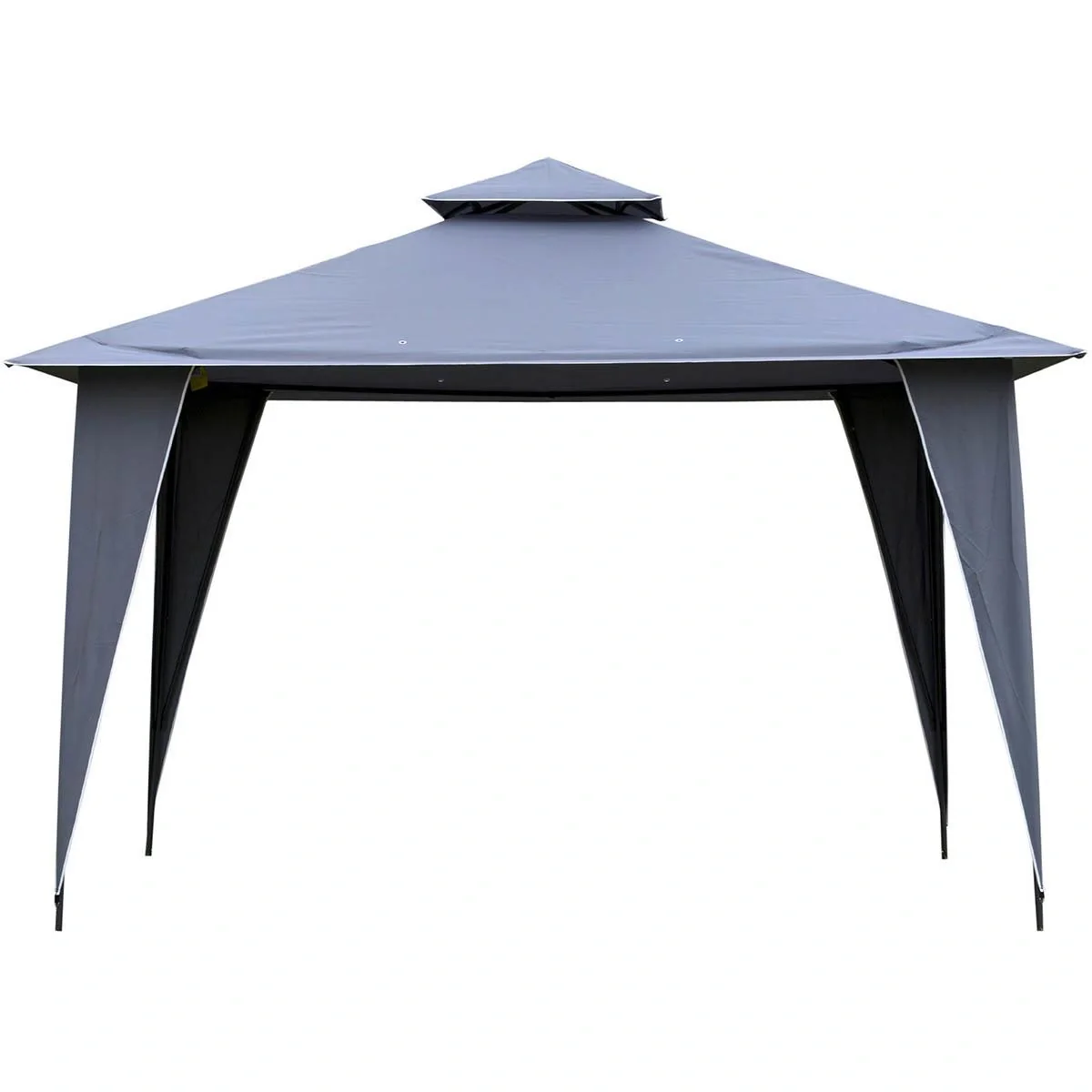 Pavillon mit Doppeldach, Metallrahmen, grau, 3,5 x 3,5 x 2,7 m - 4