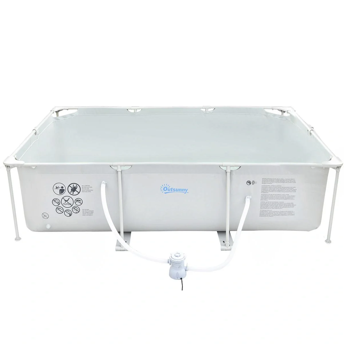 Rahmenpool mit Schlauch Draht Swimmingpool Schwimmbad Ablassventil für sauberen Wasser 1000D PVC Stahl Grau 292 x 190 x - 4