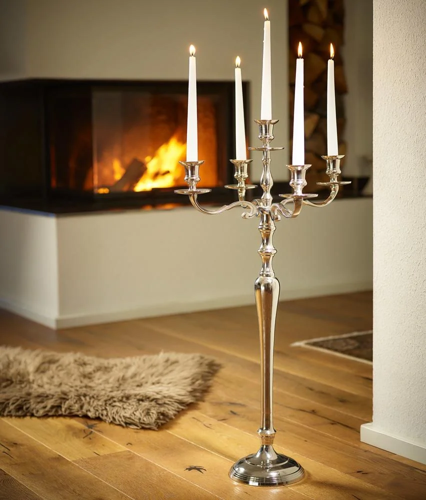 Kerzenleuchter 5-armig 78cm Aluminium vernickelt silber - 2