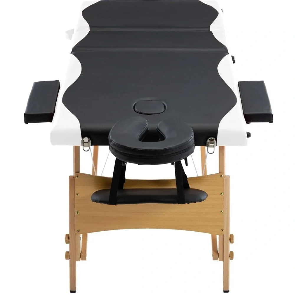 Klappbarer Massagetisch 3 Zonen Holz schwarz und weiß - 7