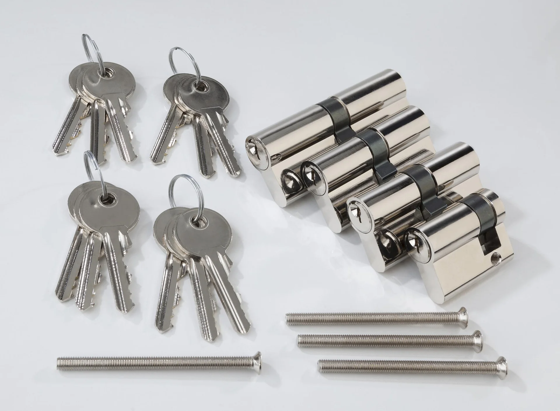 Schließzylinder Satz 4-teilig mit 12 Schlüsseln ohne seitliche Sicherheitseinfräsung - 2