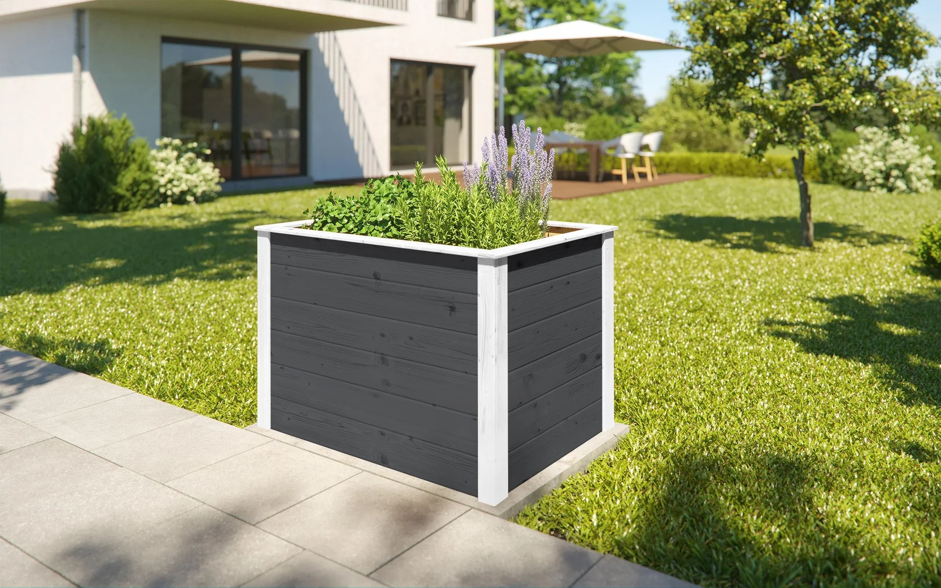 Element-Hochbeet Modular, Wandstärke 21 mm, anthr., 100 x 71 x 69 cm - 4