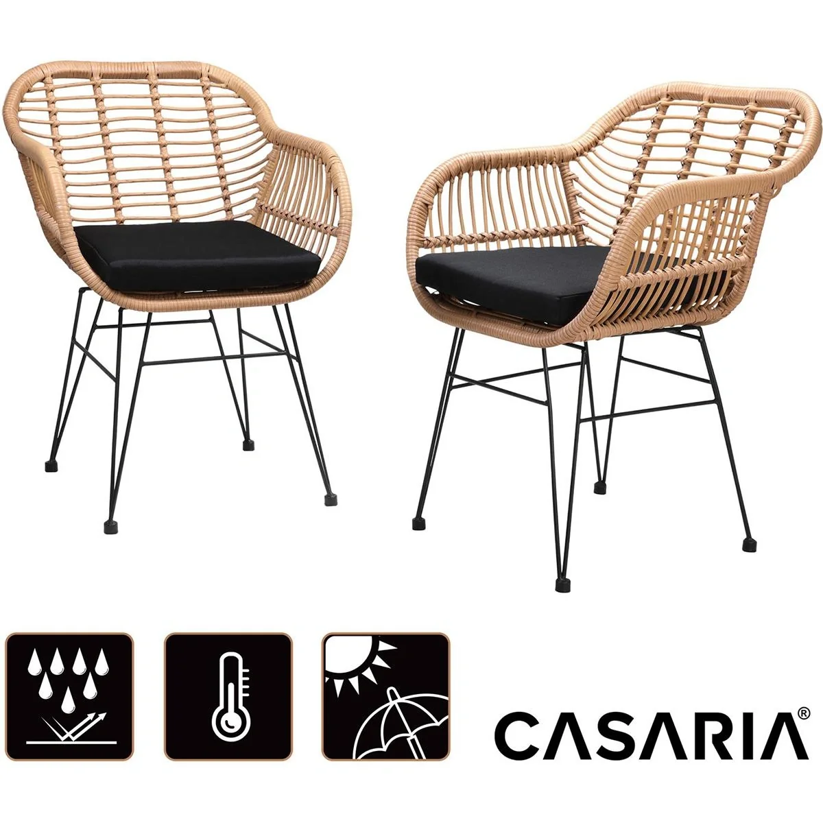Poly Wicker Chair Bali 2 Stück Natur - 8