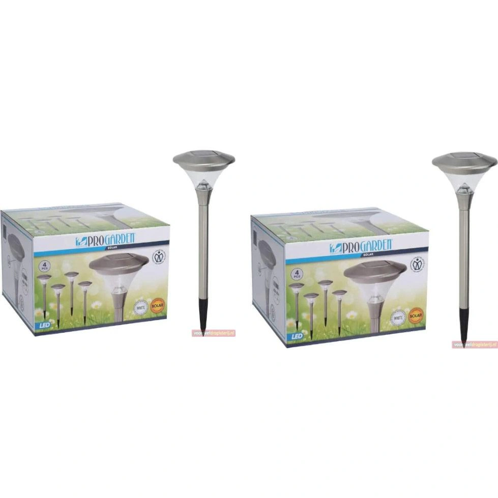 2x Progarden Solar-Gartenleuchte 4er-Set - 47cm (Schaltet sich automatisch ein) - 2