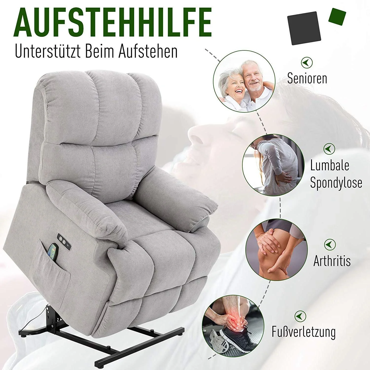 Massagesessel mit Wärmefunktion und Aufstehhilfe - 1