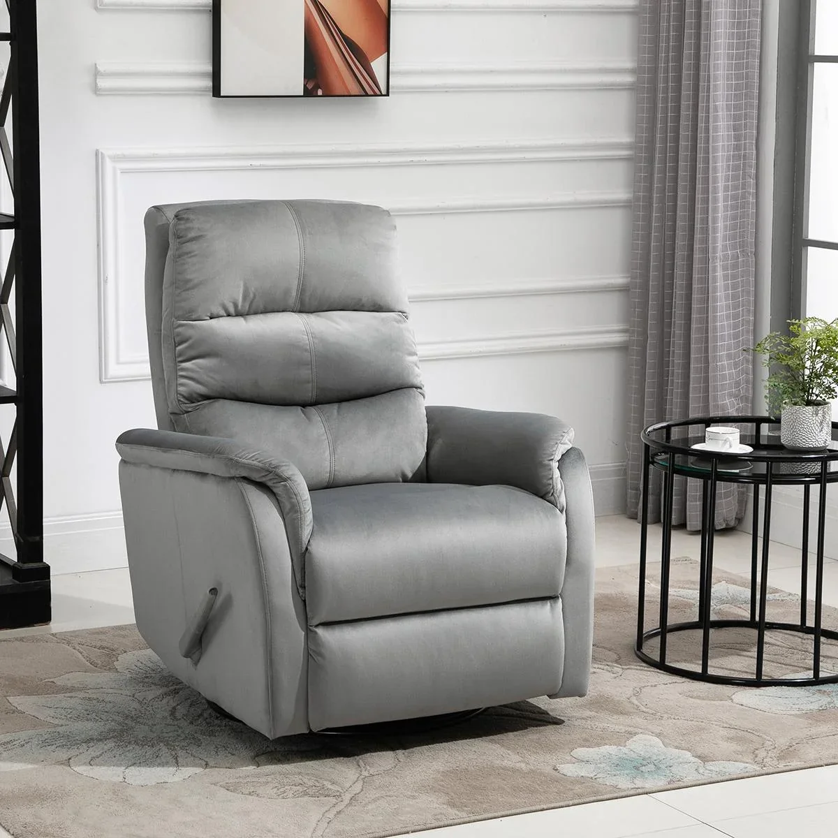 Relaxsessel Liegesessel TV Sessel mit Wippenfunktion Einzelsofa 140° neigbar Fernsehsessel Polyester Grau 80 x 102 x 100 - 3