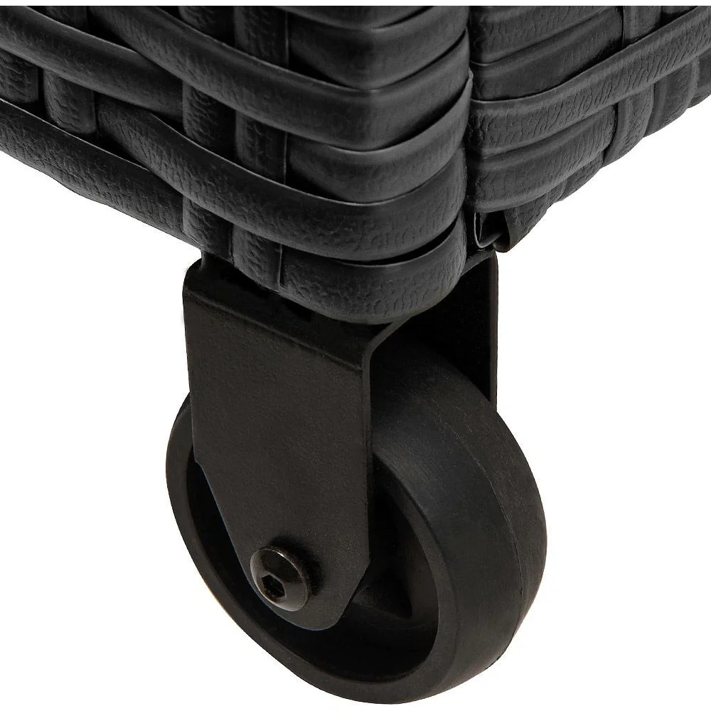 Aufbewahrungsbox Polyrotan auf Rädern schwarz 122 x 56 x 61cm - 8