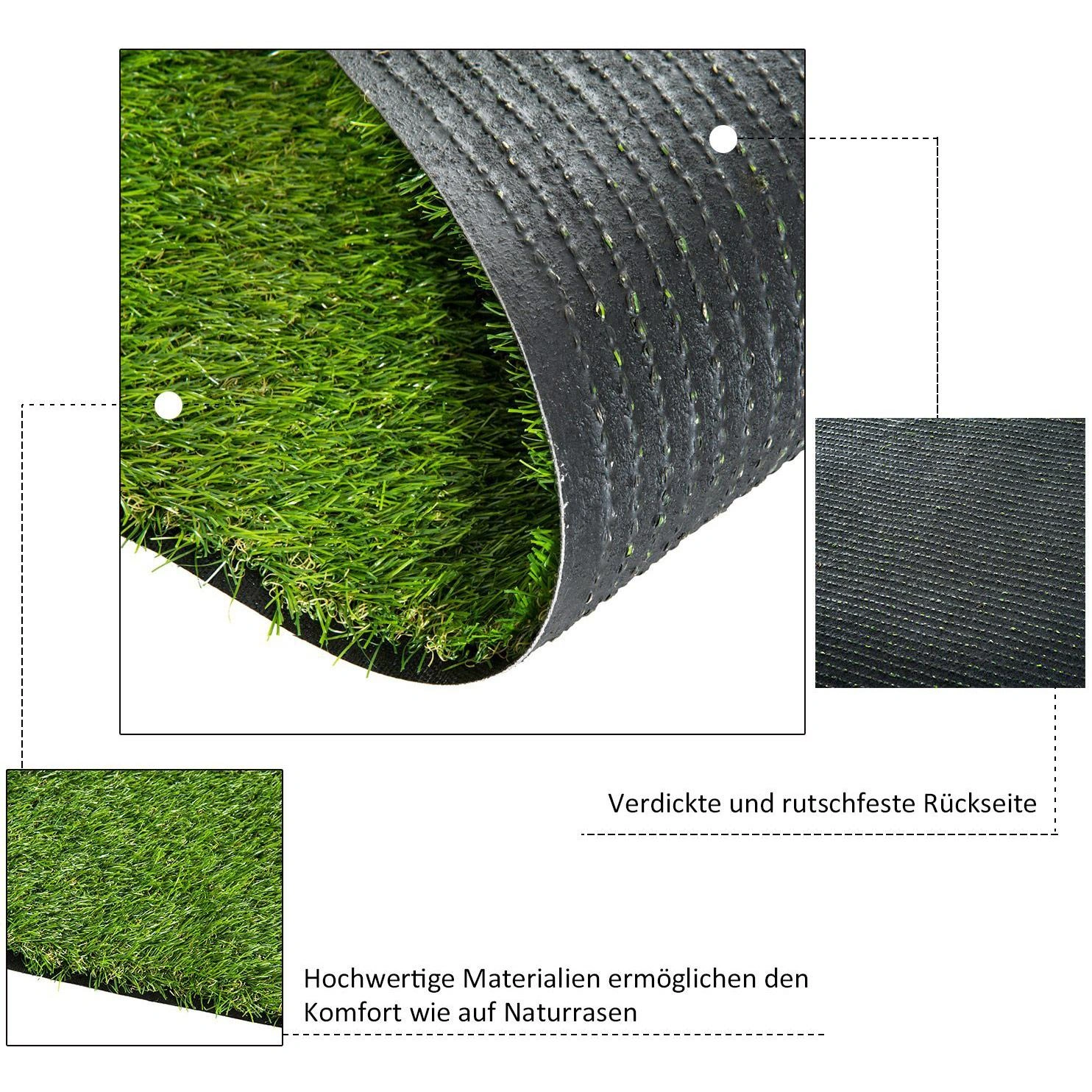 3 Rollen Kunstrasen 300x100cm 20mm Grün - 4