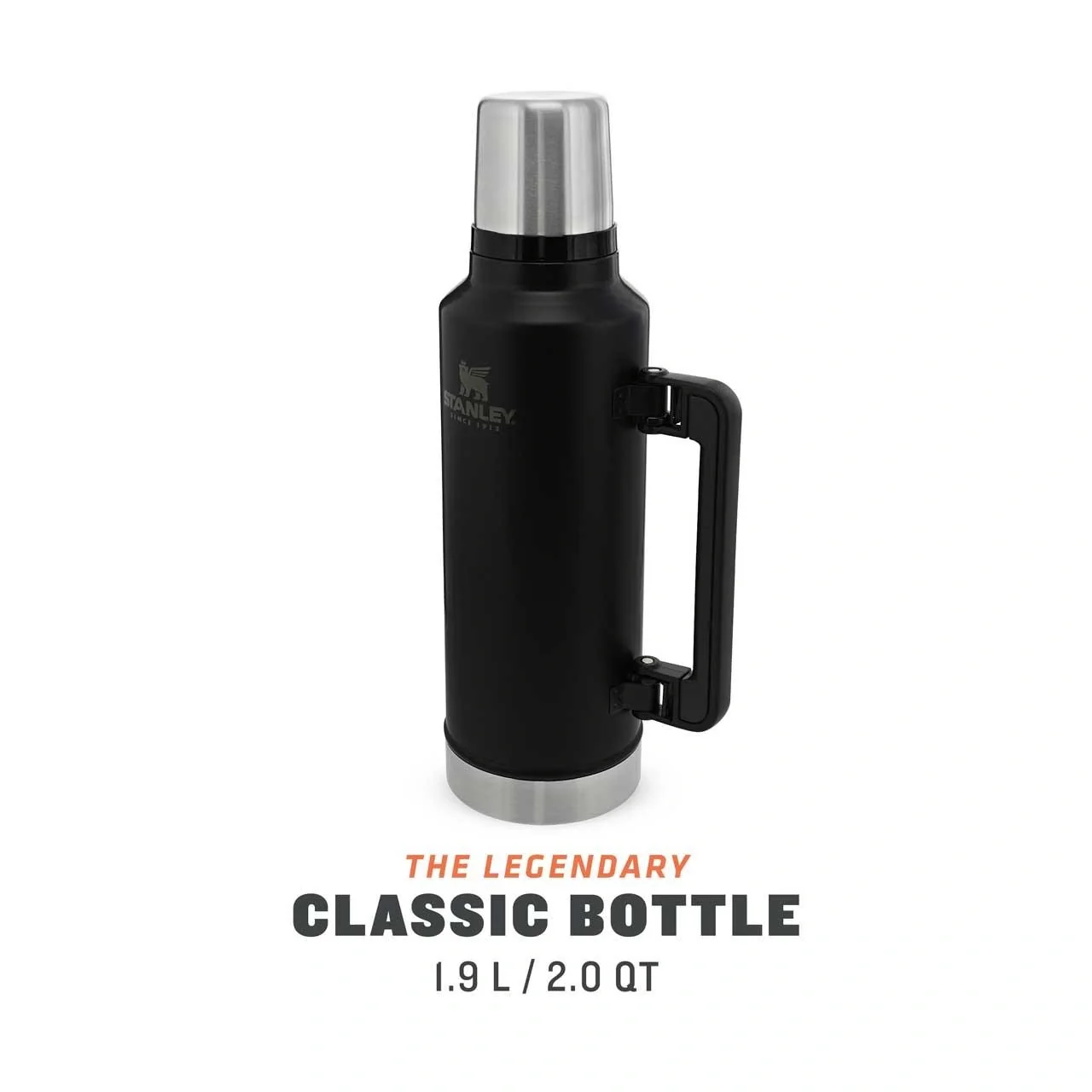 Classic Vakuum-Flasche 1,9 l, matt schwarz, doppelwandige Vakuumisolierung, Griff, Trinkbecher - 9