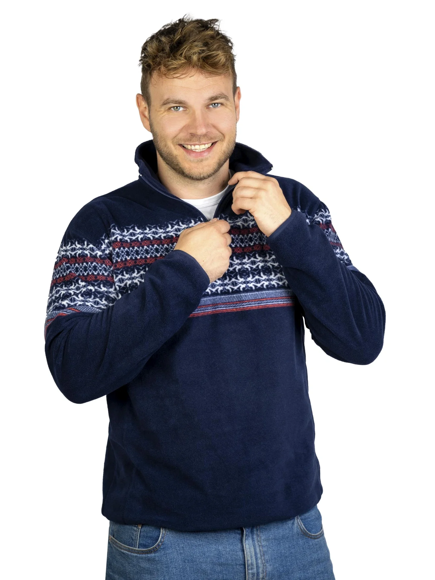 Stehbundshirt aus Fleece, Farbe marine, Gr.M - 4