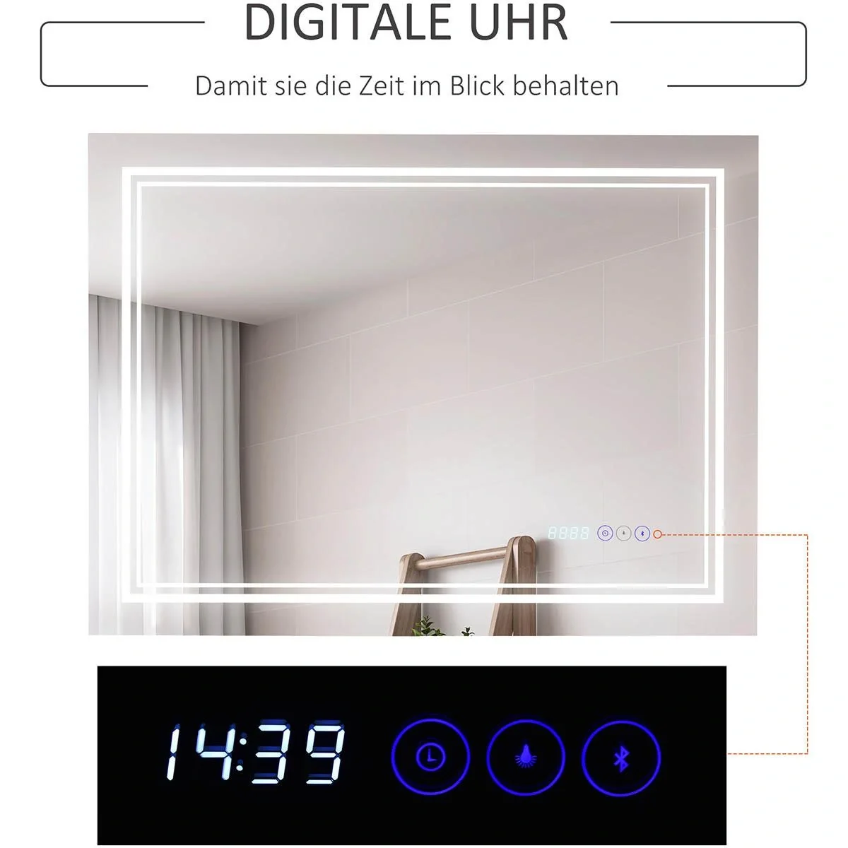 Badezimmerspiegel mit LED-Beleuchtung 80 cm x 7 cm x 60 cm - 5