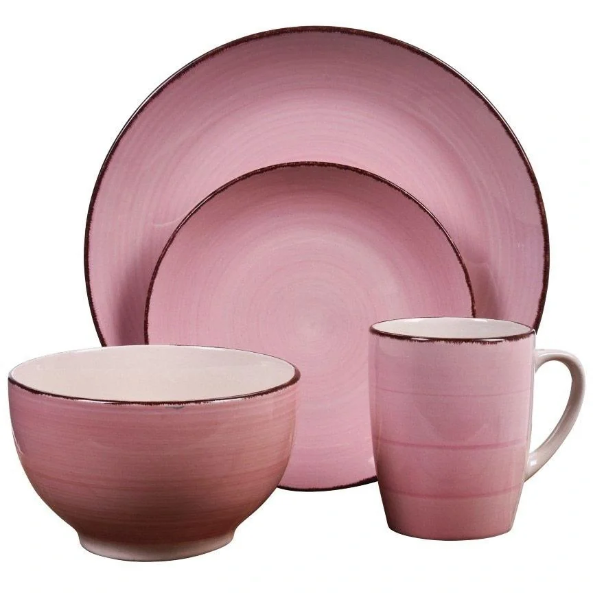 NL Geschirrset 16-teilig - Steingut - Rosa - 3