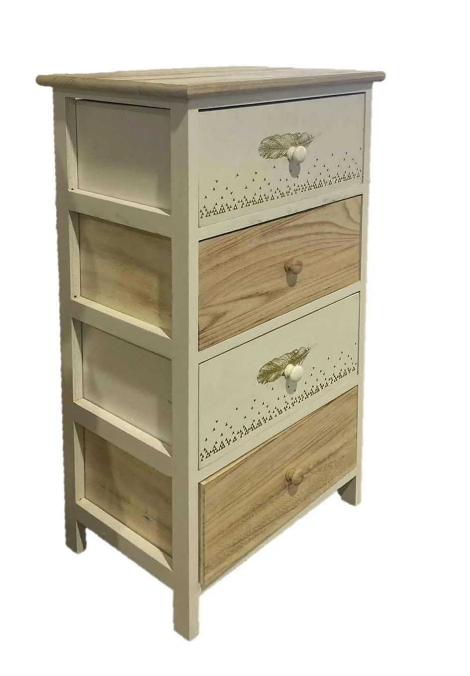 Kommode aus Holz mit 4 Schubladen weiss und Natur - 4