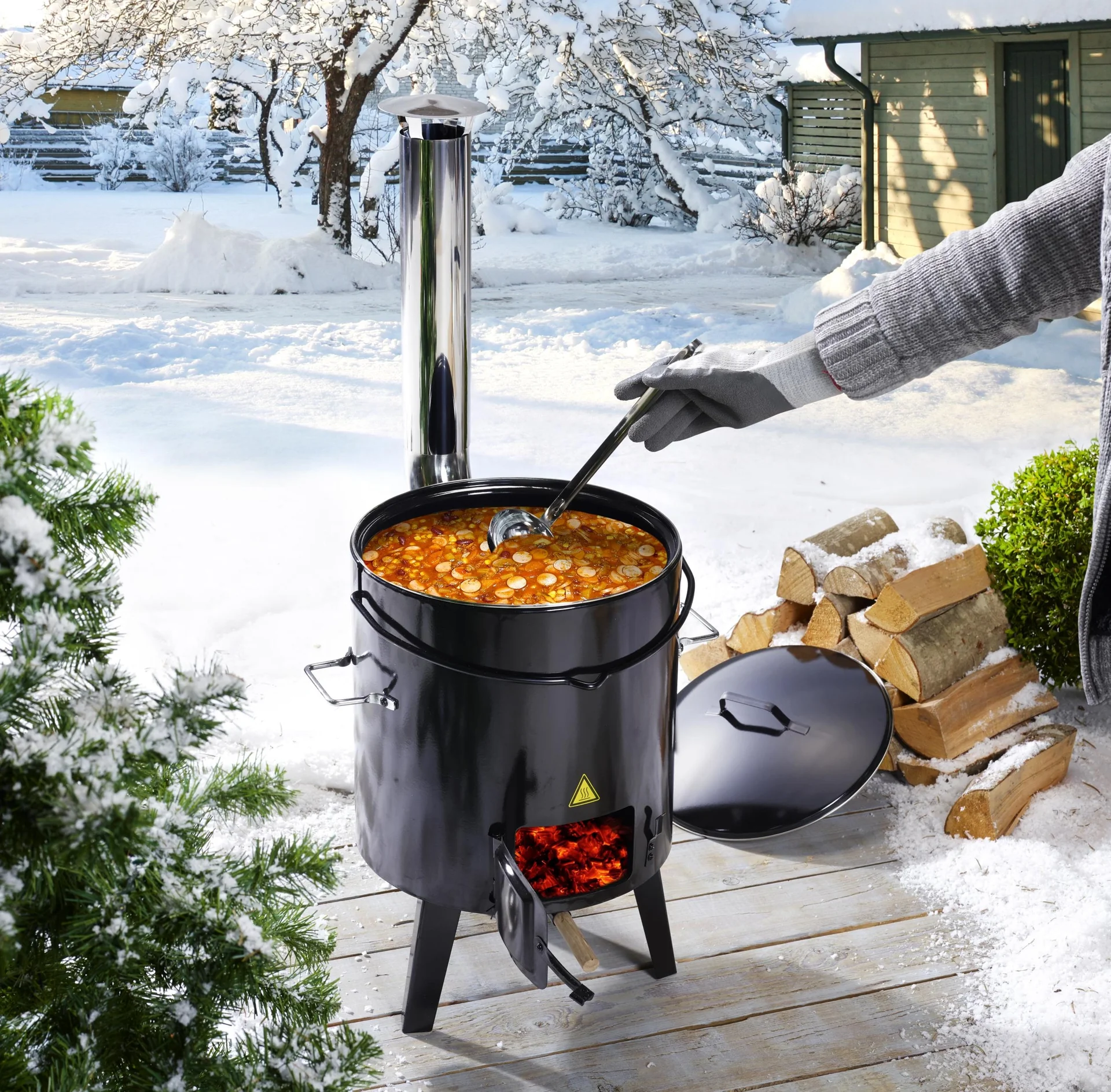 Gulaschkanone, Gulaschofen, Eintopfofen, "Szeged" + GRATIS dazu: Schöpfkelle, Edelstahl, 23 cm - 9