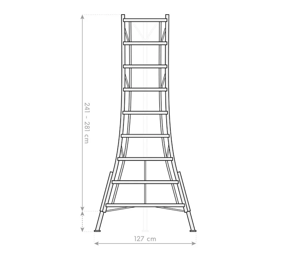 Leiter 3-Holm-Gartenleiter höhenverstellbar 127x210x270 cm Silber - 11