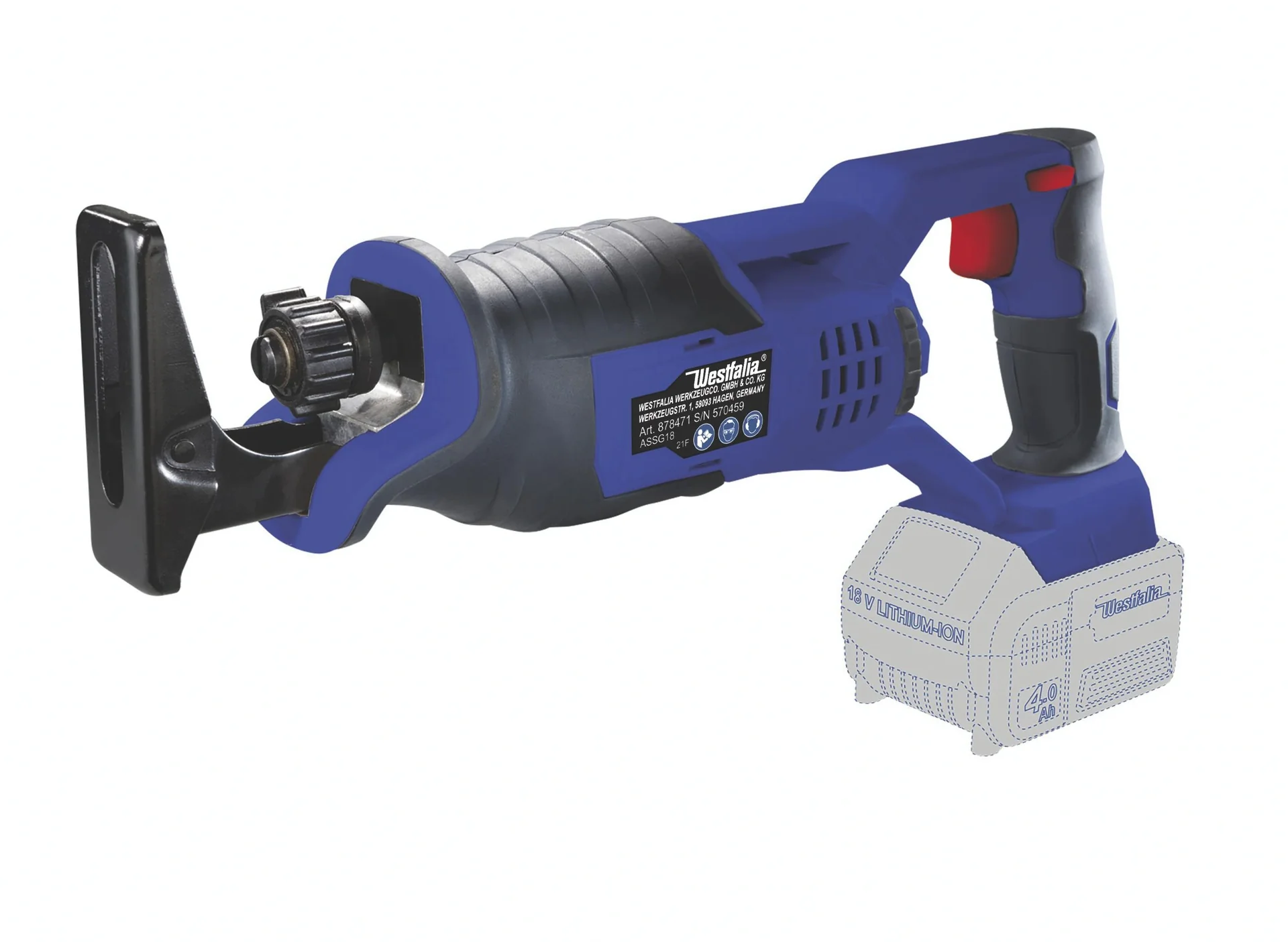 Säbelsäge ASSG18 18 V Li - Ion inkl. Akku 2,0 Ah und Ladegerät - 10