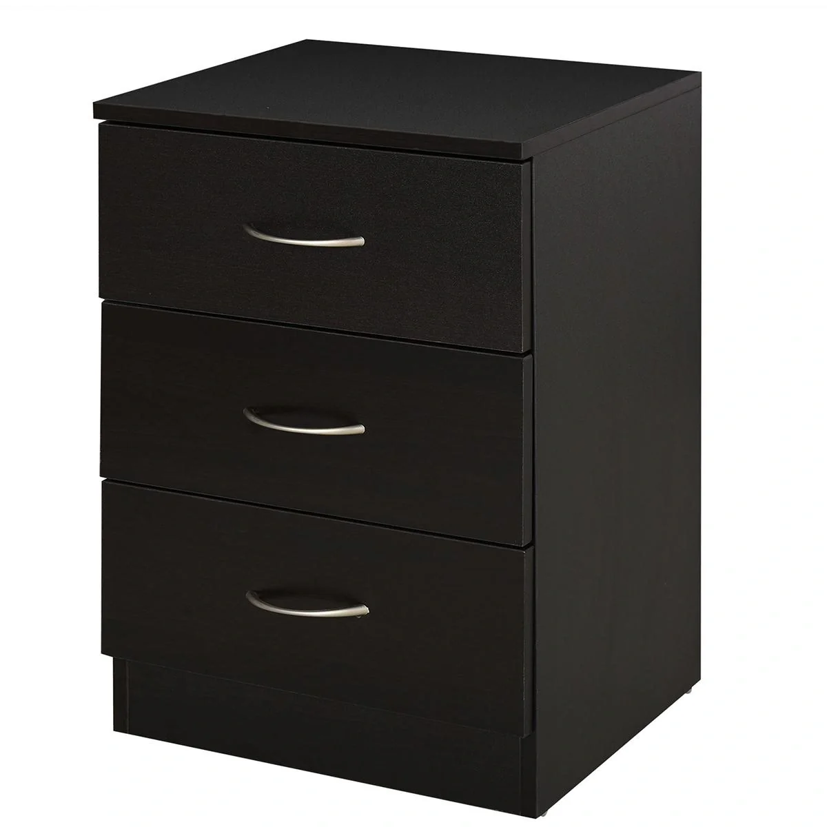Nachttisch schwarz mit 3 Schubladen E1-Spanplatte - 1