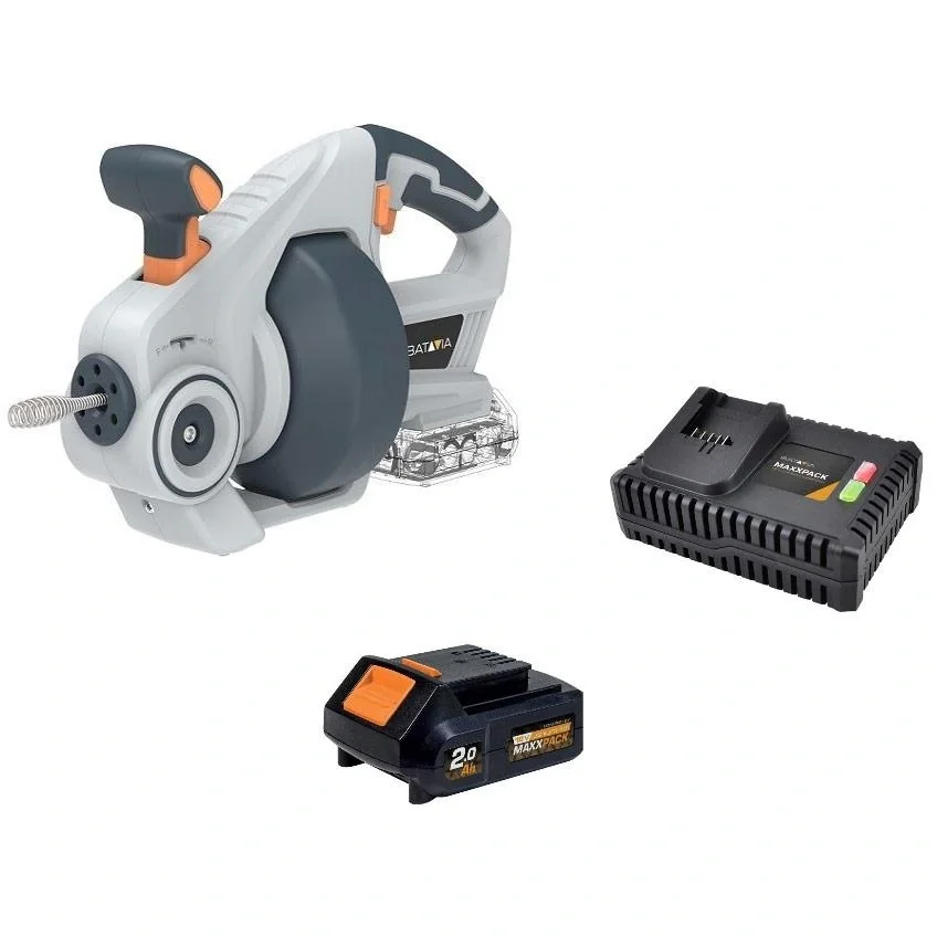 18V Lithium-Ionen-Drain-Entblocker MaxxPack Collection + 2,0 Ah Akku & 4,0 Ah Ladegerät - 8